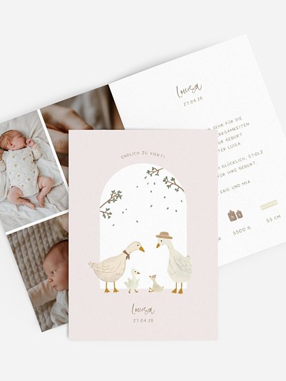 Geburtskarte Endlich zu viert!