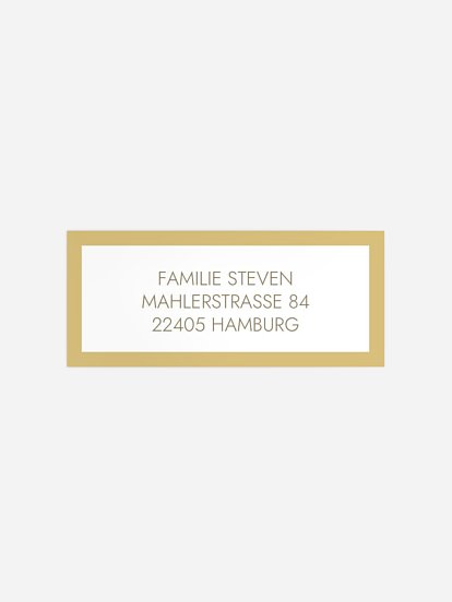 Absenderaufkleber Geburt Goldrahmen