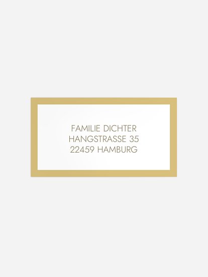 Empfängeraufkleber Geburt Goldrahmen