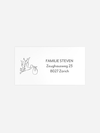 Empfängeraufkleber Geburt Storch