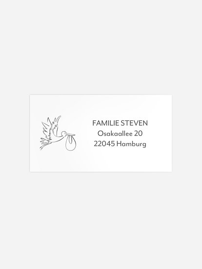 Empfängeraufkleber Geburt Storch