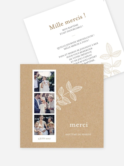 Carte remerciement baptême Notre trésor