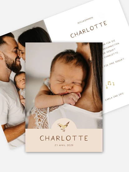 Geburtskarte Singvogel