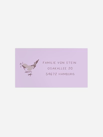 Empfängeraufkleber Geburt Singvogel