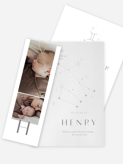 Geburtskarte Sternbild Zwillinge