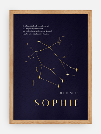 Poster Geburt Sternbild Zwillinge