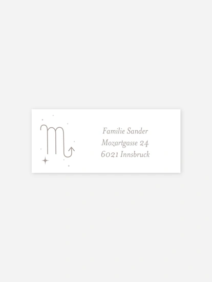 Absenderaufkleber Geburt Sternbild Skorpion