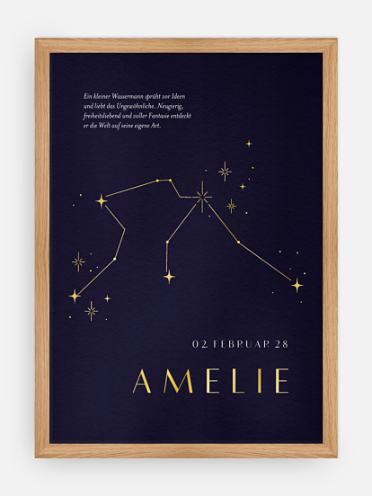 Poster Geburt Sternbild Wassermann
