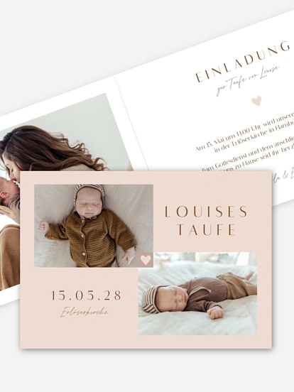 Taufeinladung Herz aus Gold