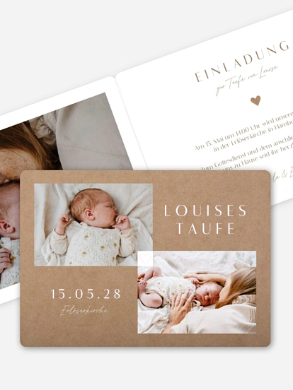 Taufeinladung Herz aus Gold