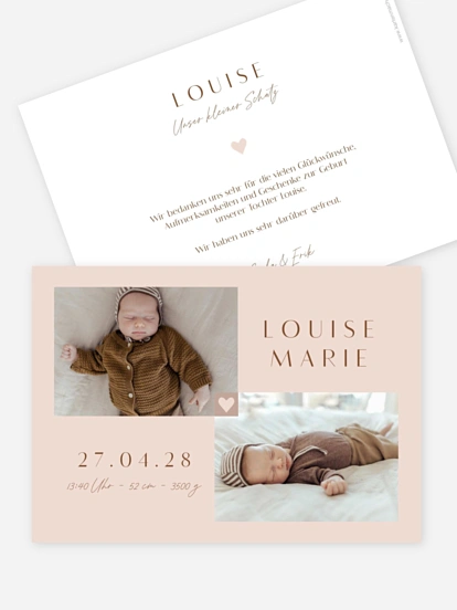 Geburtskarte Herz aus Gold