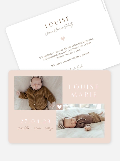 Geburtskarte Herz aus Gold