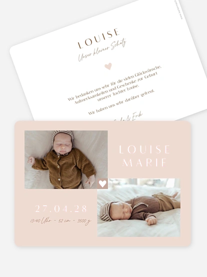 Geburtskarte Herz aus Gold