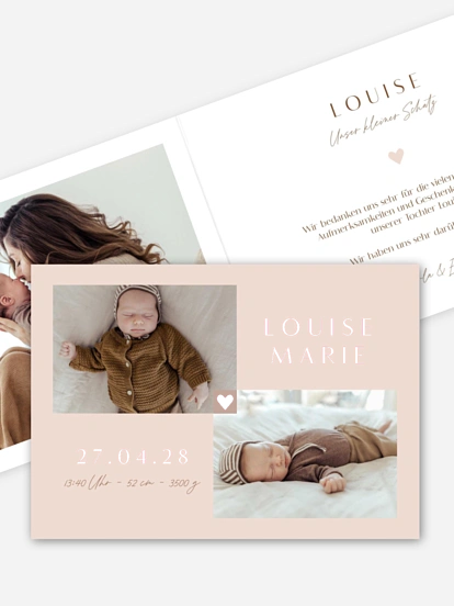 Geburtskarte Herz aus Gold