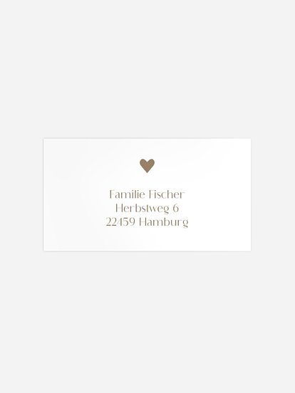 Empfängeraufkleber Geburt Herz aus Gold