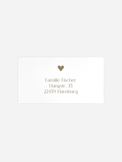 Empfängeraufkleber Geburt Herz aus Gold