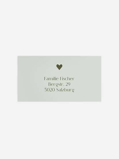 Empfängeraufkleber Taufe Herz aus Gold