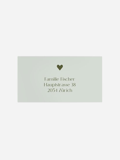 Empfängeraufkleber Taufe Herz aus Gold