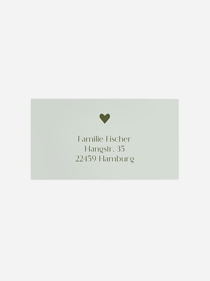 Empfängeraufkleber Taufe Herz aus Gold