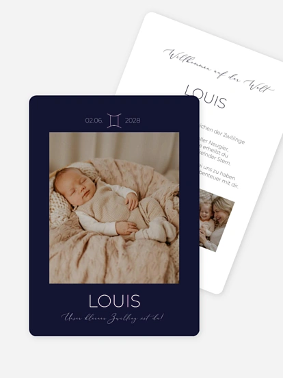 Geburtskarte Sternzeichen Zwillinge