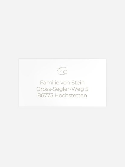Empfängeraufkleber Geburt Sternzeichen Krebs