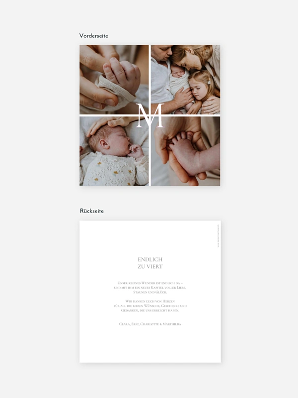 Geburtskarte Pure Letter
