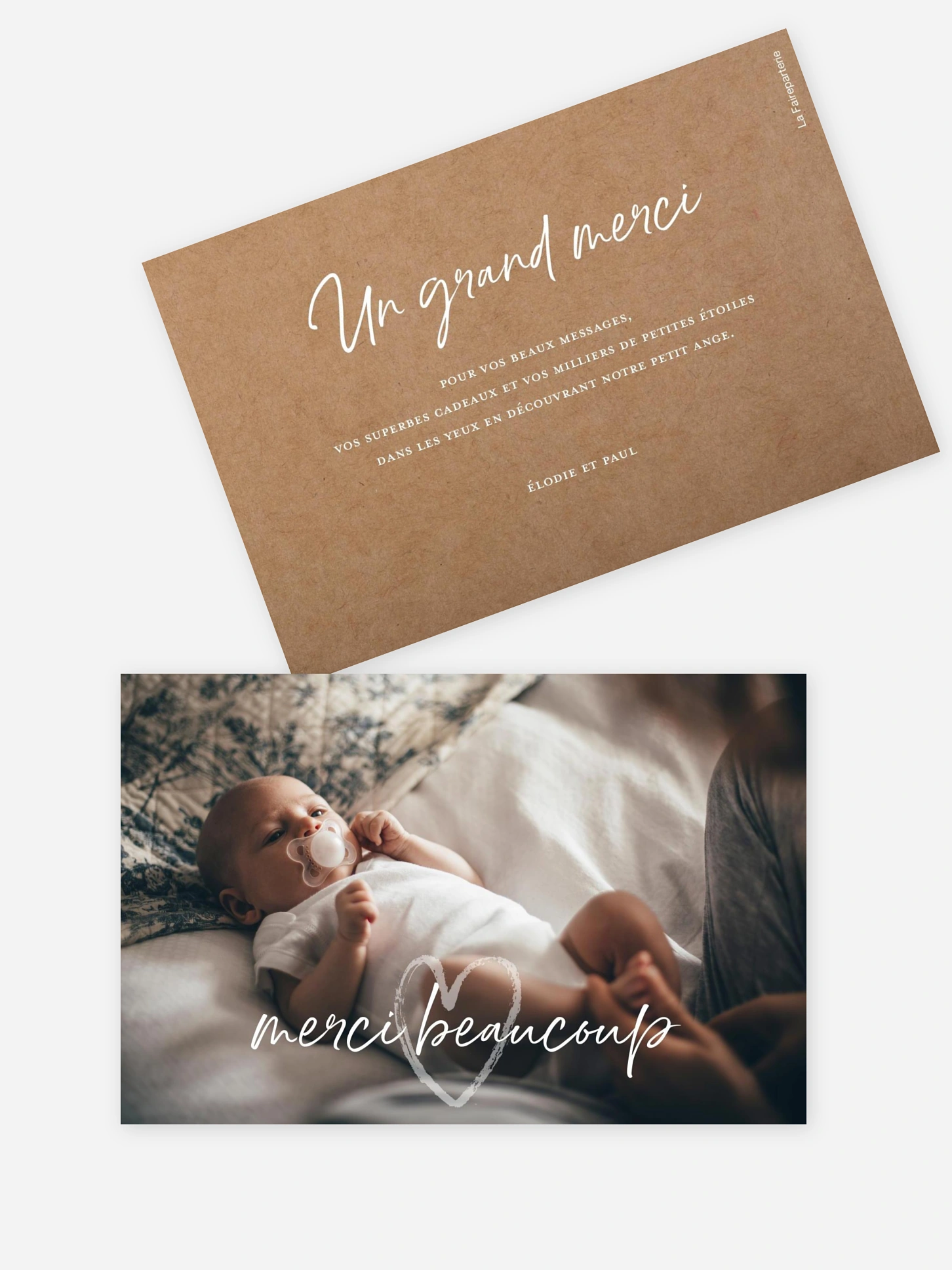 Carte remerciement naissance Cocon