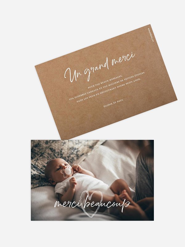 Carte remerciement naissance Cocon