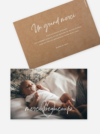 Carte remerciement naissance Cocon