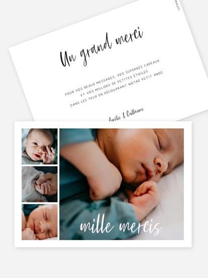 Carte remerciement naissance Dream come true