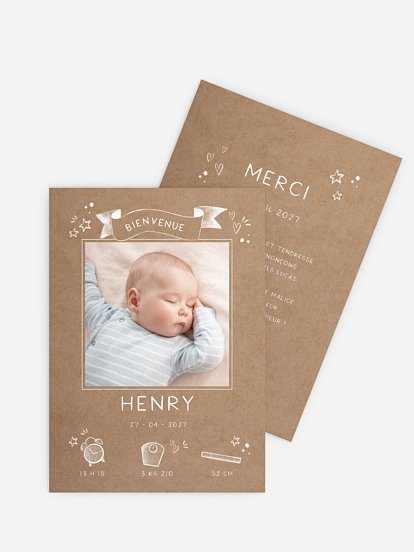 Faire-part naissance Pictos sur ardoise