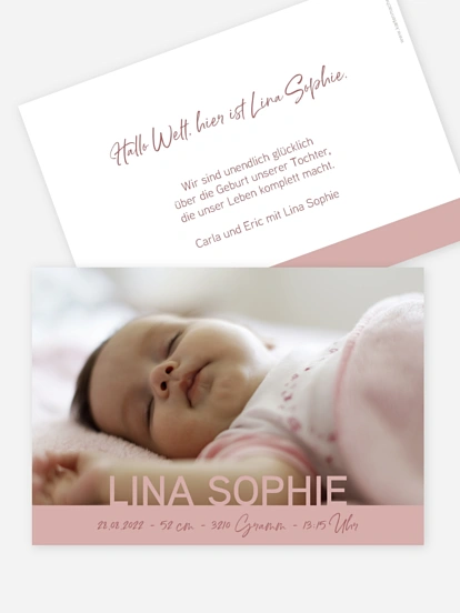 Geburtskarte Clean Letters