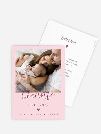 Faire-part naissance Bonheur du cœur