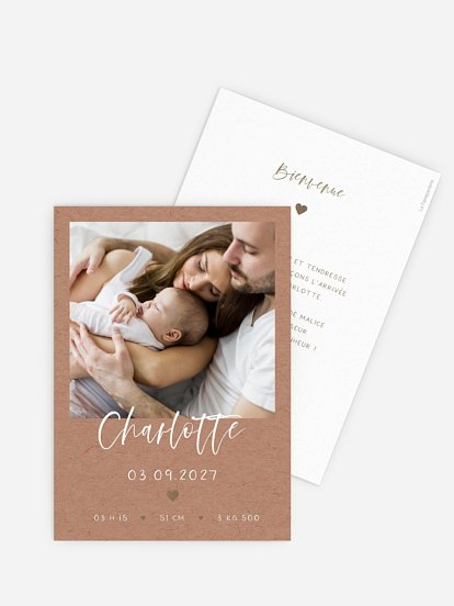 Faire-part naissance Bonheur du cœur