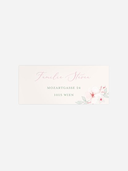 Absenderaufkleber Geburt Rosa Blüten