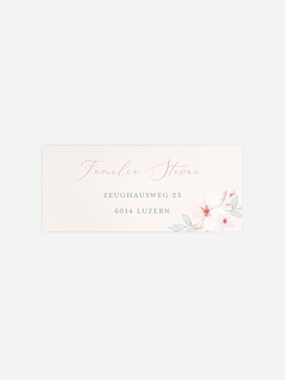 Absenderaufkleber Geburt Rosa Blüten