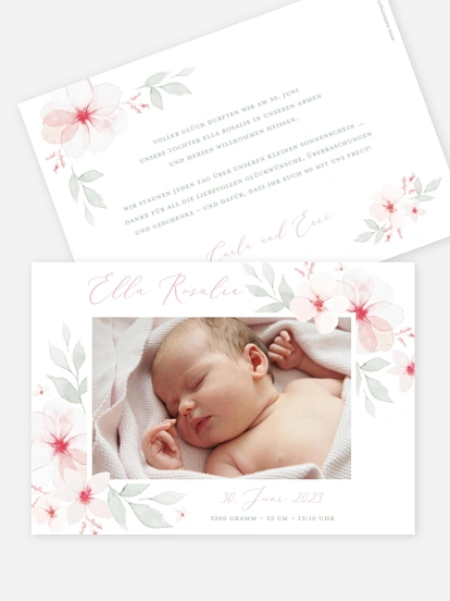 Geburtskarte Rosa Blüten
