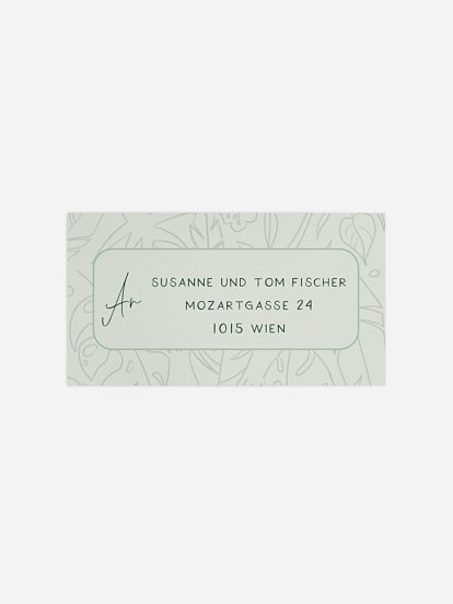 Empfängeraufkleber Geburt Monstera