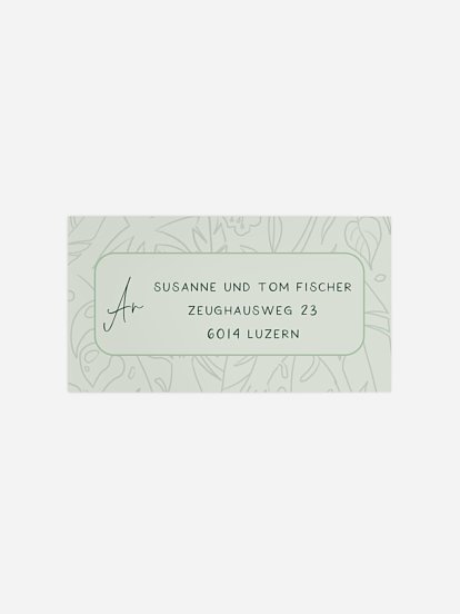 Empfängeraufkleber Geburt Monstera