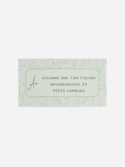 Empfängeraufkleber Geburt Monstera