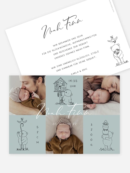 Geburtskarte Kuschelbärchen