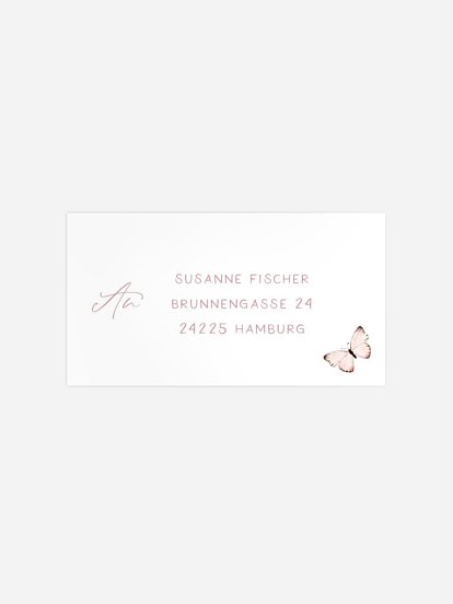 Empfängeraufkleber Geburt Butterfly Dream