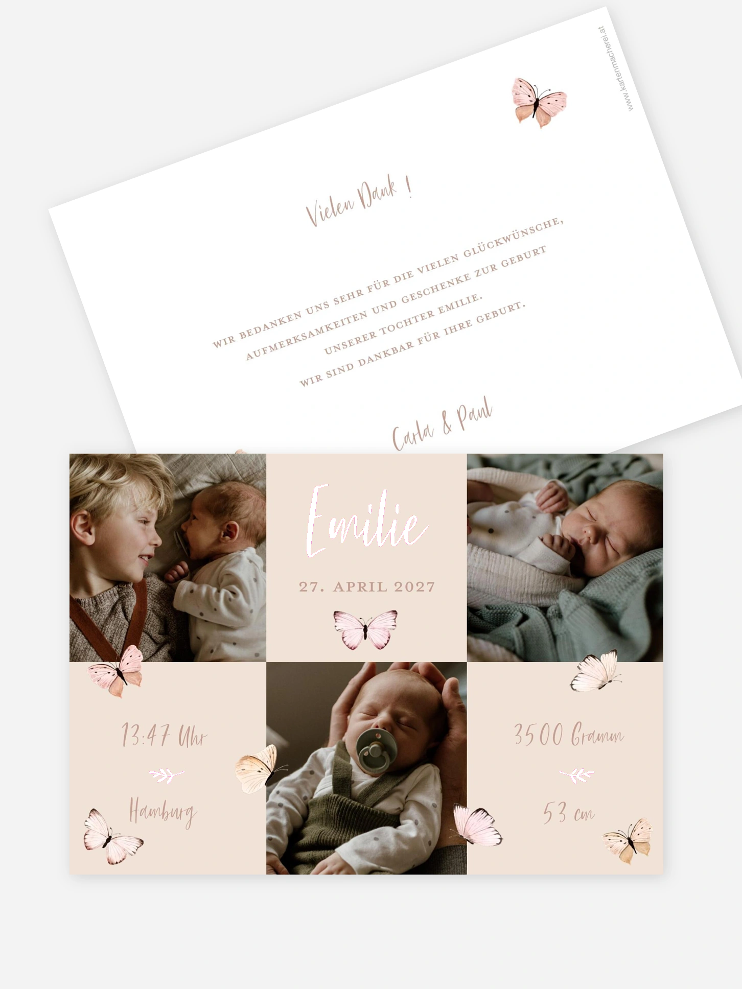 Geburtskarte Little Butterflies