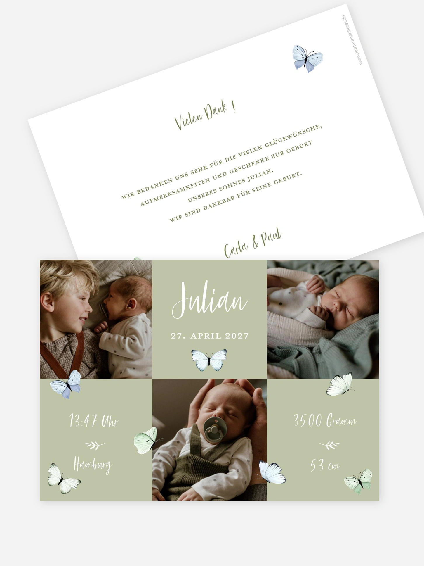 Geburtskarte Little Butterflies