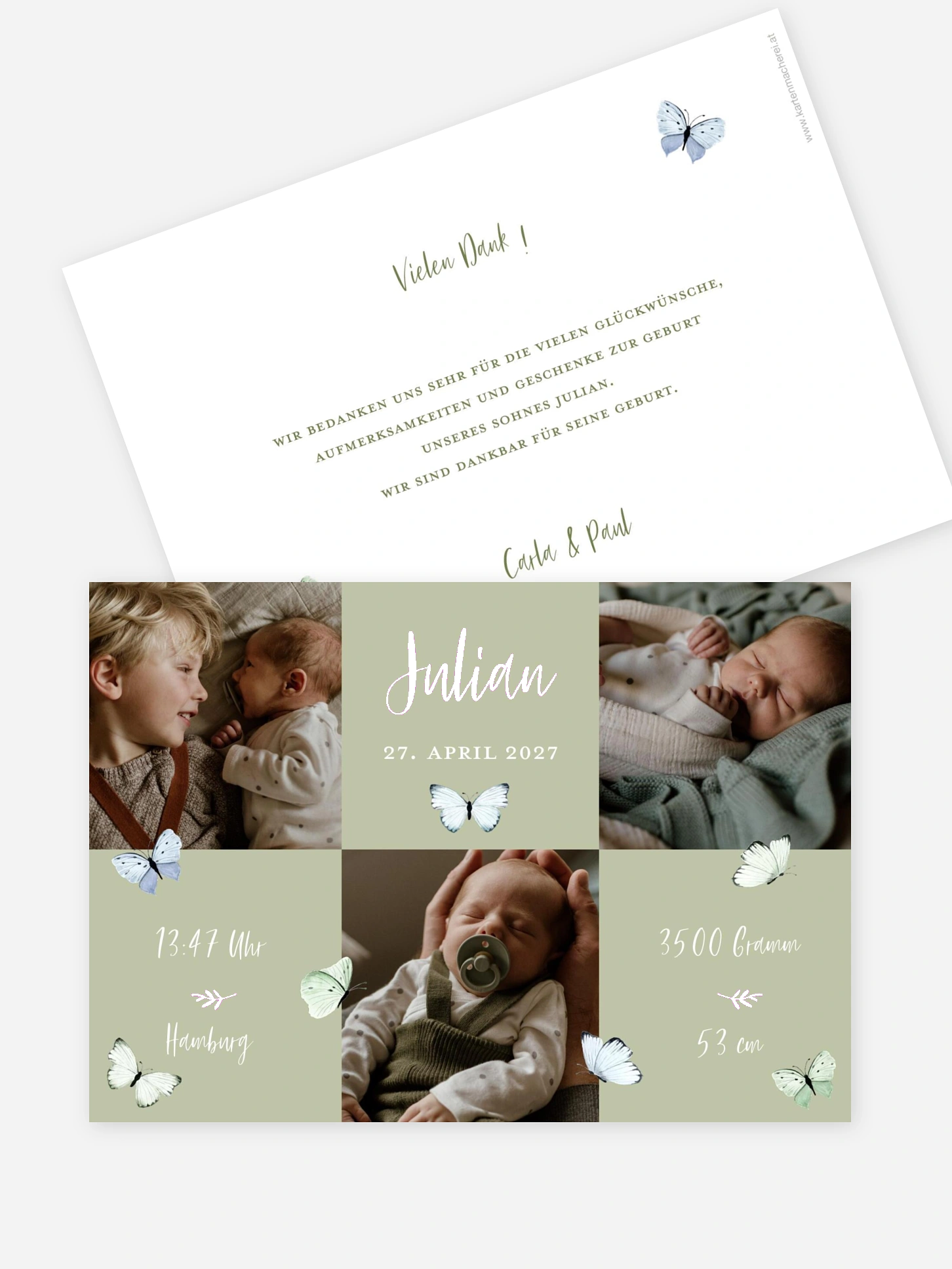 Geburtskarte Little Butterflies
