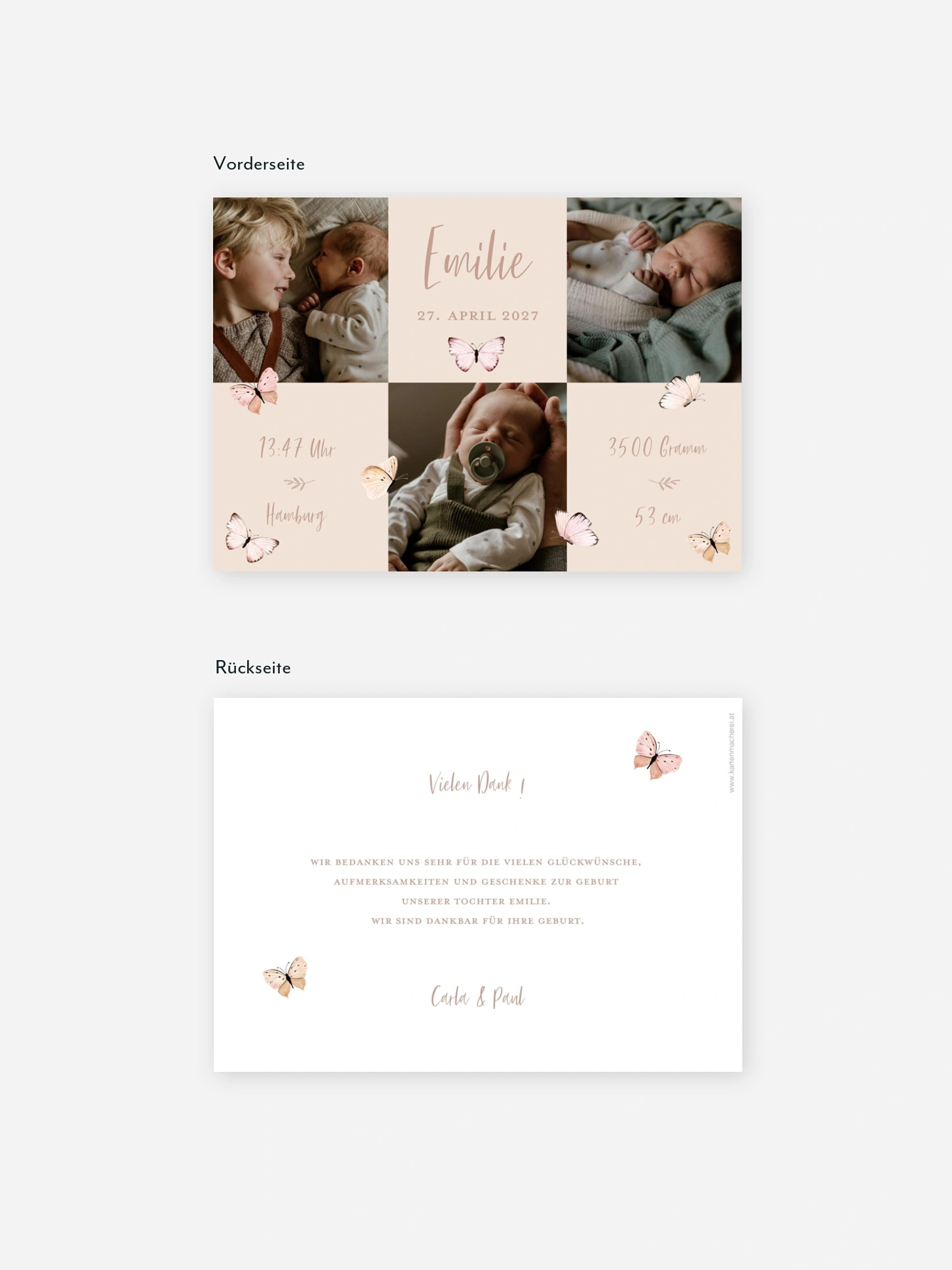 Geburtskarte Little Butterflies