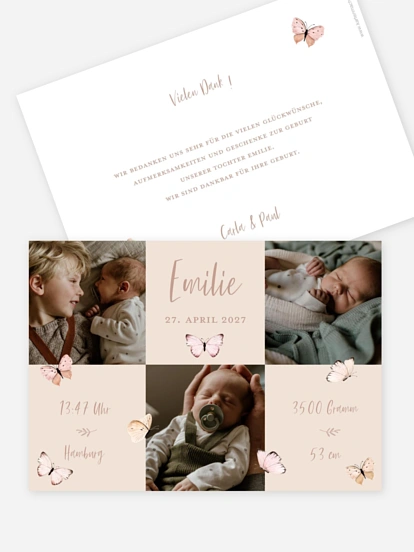 Geburtskarte Little Butterflies