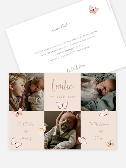 Geburtskarte Little Butterflies