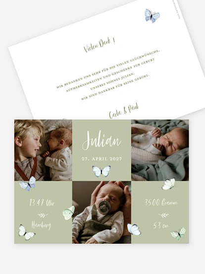 Geburtskarte Little Butterflies