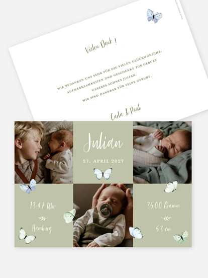 Geburtskarte Little Butterflies